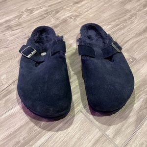 Birkenstock Boston Shearling Clogs (Royal Blue / Size: M 10)